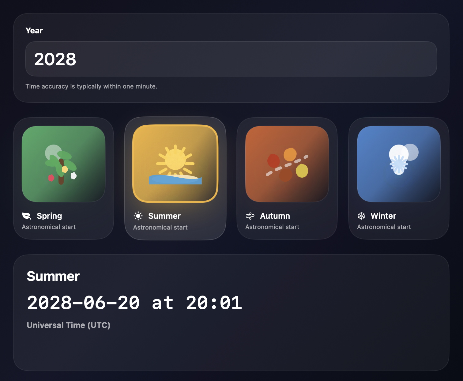 Seasons overview